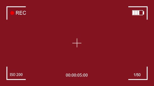 4K video camera recorder screen frame background. cinematic digital display interface with REC indicator, focus lines, battery Icon, and realistic viewfinder overlay design.