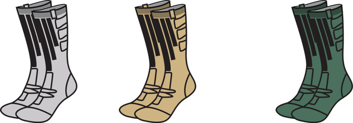 Three Pairs of Colorful Athletic Socks Isolated on White Background