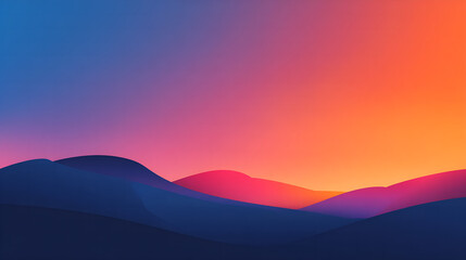 Obraz premium Minimal gradient landscape with colorful sunset sky