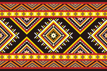 Vibrant geometric ethnic pattern seamless featuring bold diamond shapes and symmetrical tribal motifs