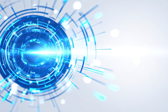 Abstract digital technology glowing blue circle