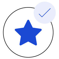 Star with Check Mark Icon, Verified Quality Star, Top Rated Approval Badge, Premium Trusted Star, Excellence Confirmation Mark