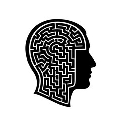 Unraveling Thought A Head-Shaped Maze Depicting the Complexities of the Human Mind and Thought Process