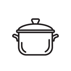 Simple line art illustration of a cooking pot with a lid, a versatile kitchen utensil icon for food preparation, culinary projects, and domestic kitchenware designs