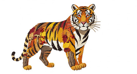 tiger applique from the autumn gifts of the forest