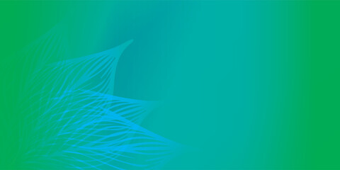Abstract Blue Lines on Green and Teal Gradient Background.