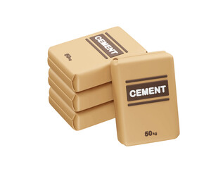 Stack of 50 kg Cement Bags for Construction 3d icon illustration render