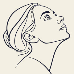 Beautiful woman looking up