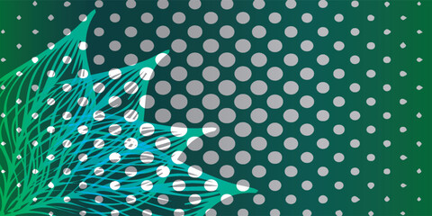 Abstract Teal and Green Branching Lines with White Dot Pattern.