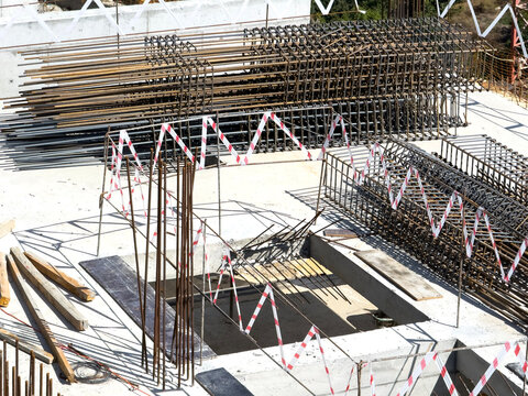 Steel-Reinforced, Concrete-Based Construction Site