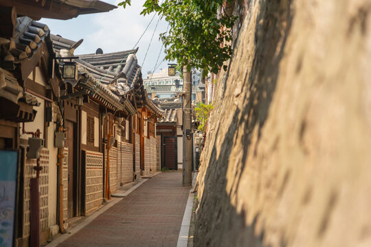 Narrow Alley in Bukchon Hanok Village, Korea