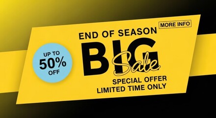 End of season big sale with up to 50 off special offer on yellow background