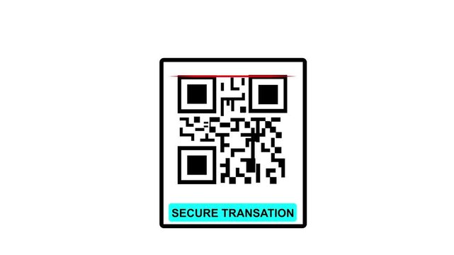 Scanning QR Code with Smartphone. Scan QR code barcode Secure Transaction animation . QR code Secure Transaction , cashless technology concept.4k motion video..