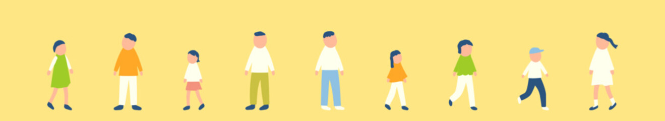 秋を過ごす子どもたちのイラストセット