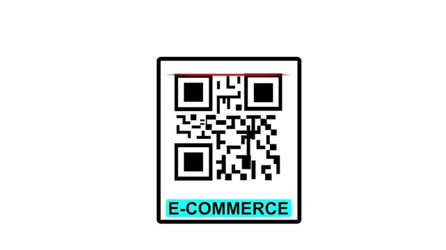 Scanning QR Code with Smartphone. Scan QR code barcode E-Commerce animation . QR code E-Commerce , cashless technology concept for white baground.4k motion video...