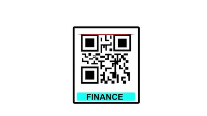 Scanning QR Code with Smartphone. Scan QR code barcode Finance scan animation . QR code Finance , cashless technology concept for white baground.4k motion video. - Powered by Adobe