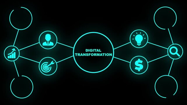 Digital Transformation Diagram with Icons. Business, Technology, Internet and network concept. - Powered by Adobe