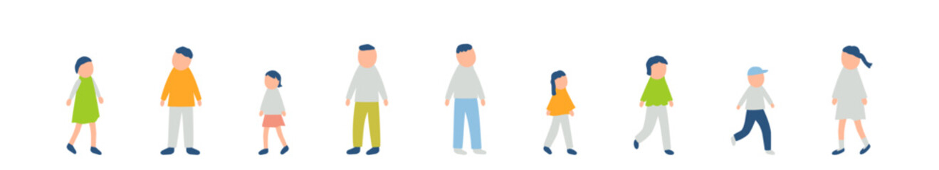 秋を過ごす子どもたちのイラストセット