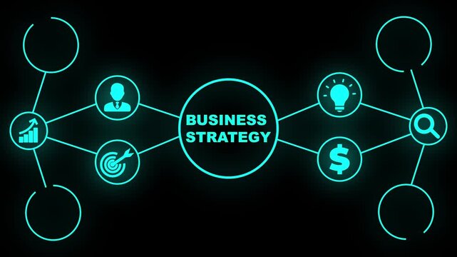 Business Strategy Diagram with Icons. Business, Technology, Internet and network concept.