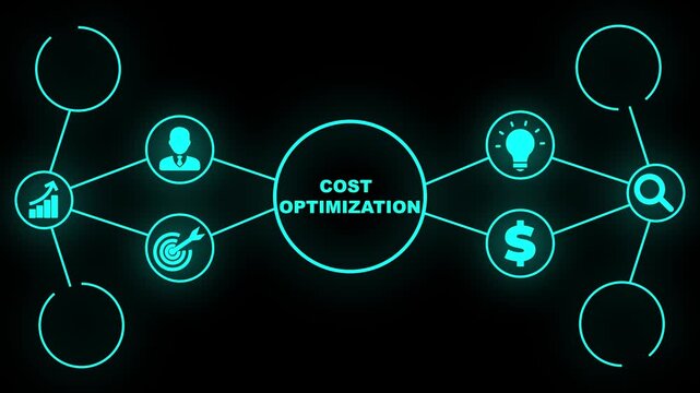 Cost Optimization Diagram with Icons. Business, Technology, Internet and network concept.