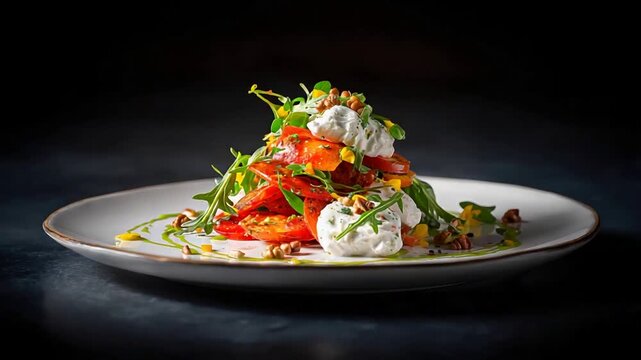 Delicious Caprese Salad Stack with Fresh Mozzarella and Ripe Tomatoes.