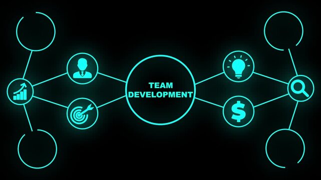 Team Development Concept With Icons And Network Connections. Business, Technology, Internet and network concept.