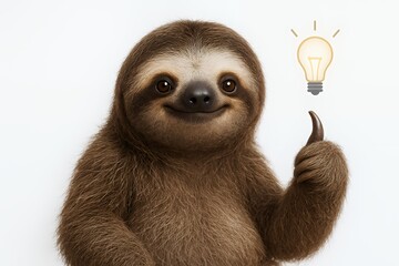 Naklejka premium Idea Scene of a Sloth Having a Solution
