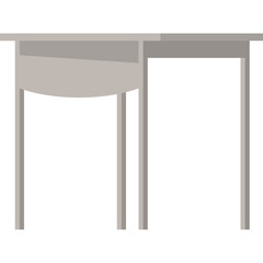Minimalist Light Gray Two-Tiered Desk with Straight Legs on a Transparent Background Representing Modern Furniture Design