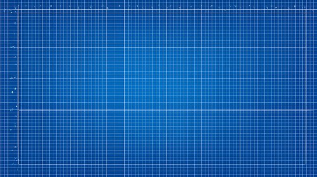 Blue Grid Background with White Lines in Perspective Abstract Pattern for Blueprint