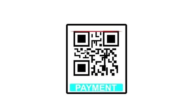 Scanning QR Code with Smartphone. Scan QR code barcode Payment scan animation . QR code Payment, , cashless technology concept for white baground.4k animation motion graphice video.