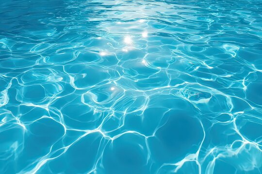Clear blue water surface with sunlight reflections creates abstract patterns