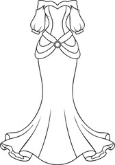 Elegant Off-Shoulder Mermaid Gown Line Art
