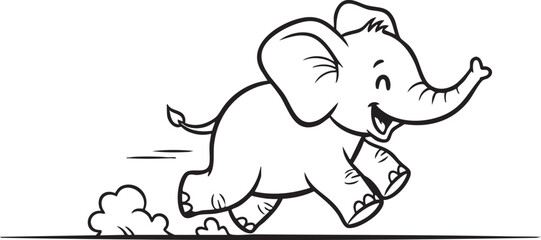 Joyful Cartoon Elephant Sprinting