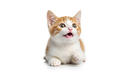 Adorable orange tabby kitten looking up with wide eyes, perfect for heartwarming stories and pet adoption campaigns, capturing pure innocence and joy