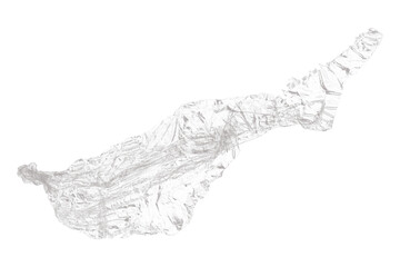 Delicate silver foil piece isolated on transparent background, textured and crumpled