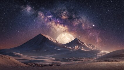 Majestic Mountains Under a Milky Way Sky.
