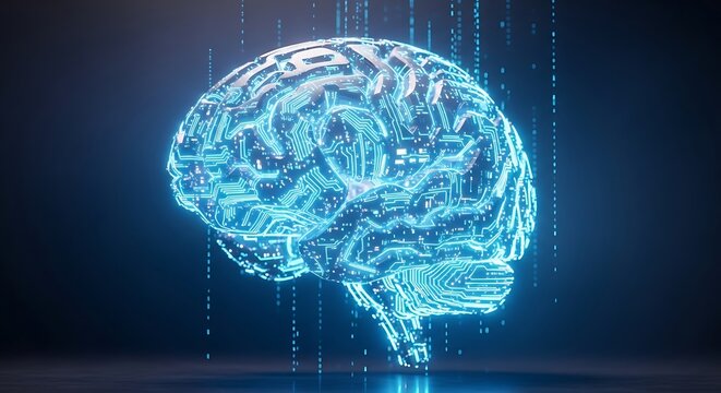 Digital Brain Visualization - Futuristic Artificial Intelligence Concept.