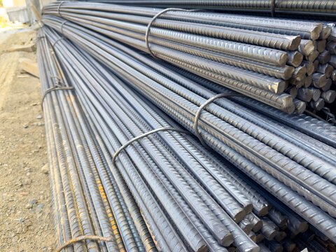 Stacked Steel Rebars