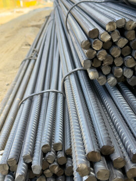 Stacked Steel Rebars