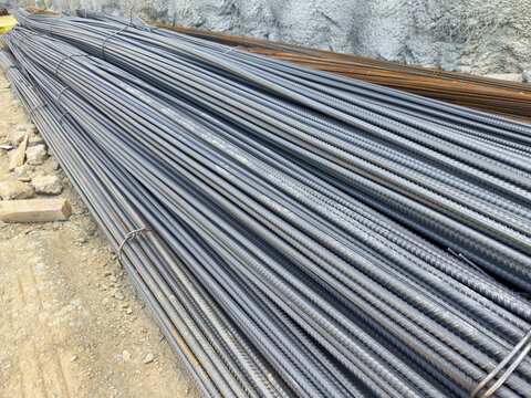 Stacked Steel Rebars
