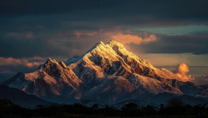 Majestic Mountain Peak at Sunrise.
