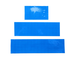 Obraz premium Stripes of blue masking tape isolated on white background, closeup