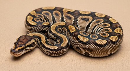 Obraz premium Captivating python slithers gracefully, showcasing intricate patterns and scales in a studio portrait, evoking fascination and natural beauty.