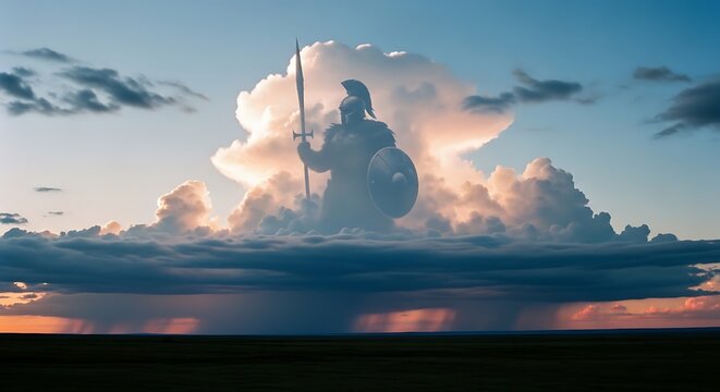 Divine Guardian in the Sky A Mythological Cloud Formation.