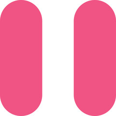 Two Vertical Pink Rounded Rectangles On A White Background Representing A Pause Symbol Or A Brand Element With A Transparent Background