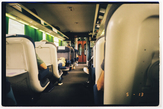 Interior Train Carriage With Passengers