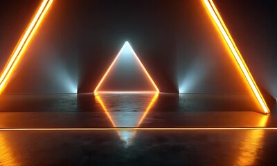 Dark abstract background featuring glowing neon lines and geometric shapes creating a futuristic and vibrant visual aesthetic for digital design - Powered by Adobe