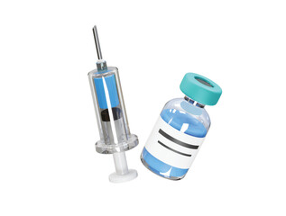 Vaccine Syringe and Medicine Vial icon 3d render illustration