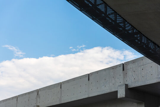 Concrete bridge structure with blue sky