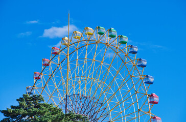 子どもたちに大人気のローカルな遊園地は、カラフルな乗り物がいっぱい